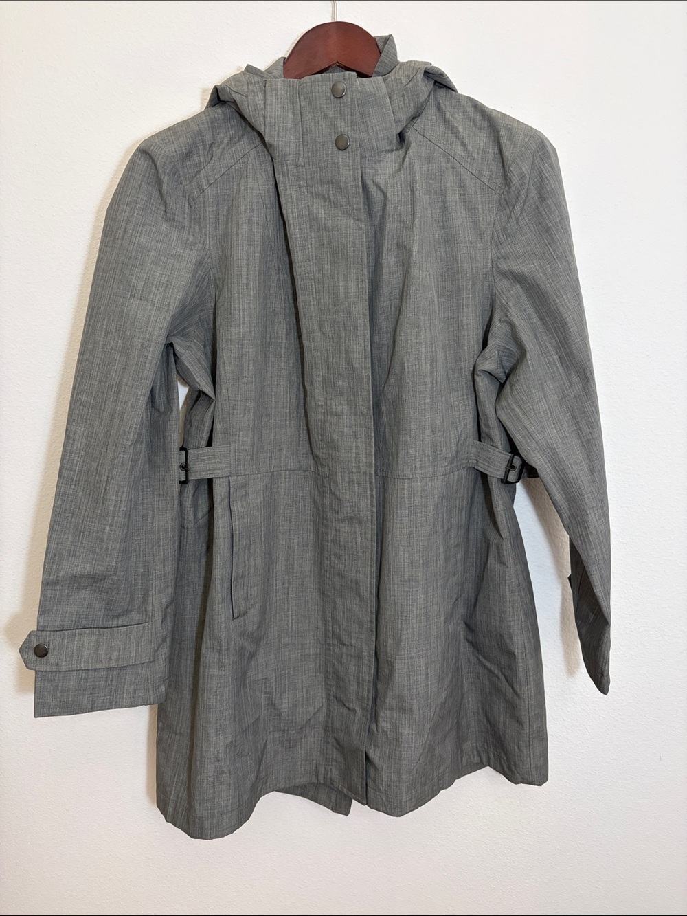 Kirkland Signature Lightweight Hooded Gray Trench Coat